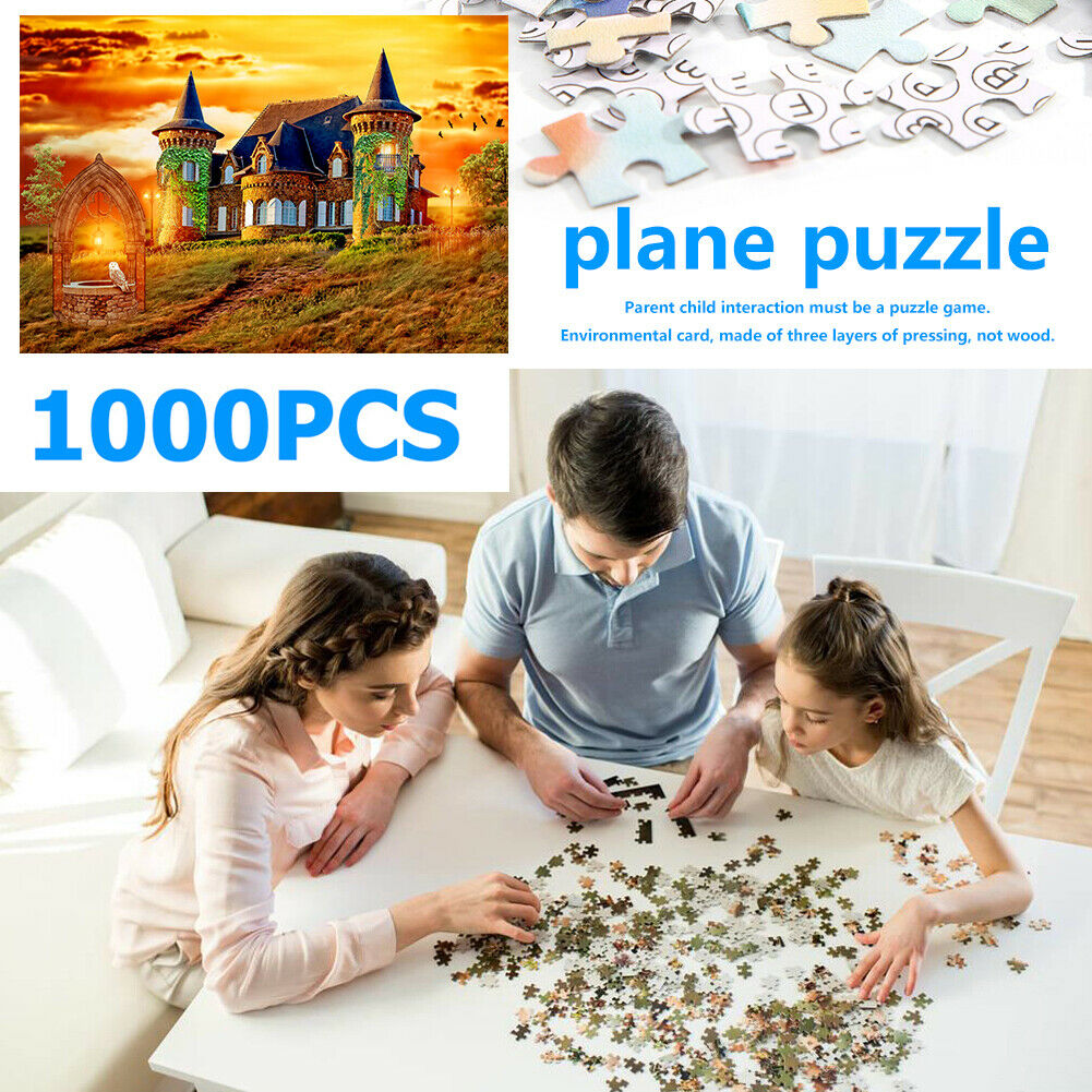 1000pcs DIY Castle Scenery Paper Puzzles for Parent-child Interactive Game @