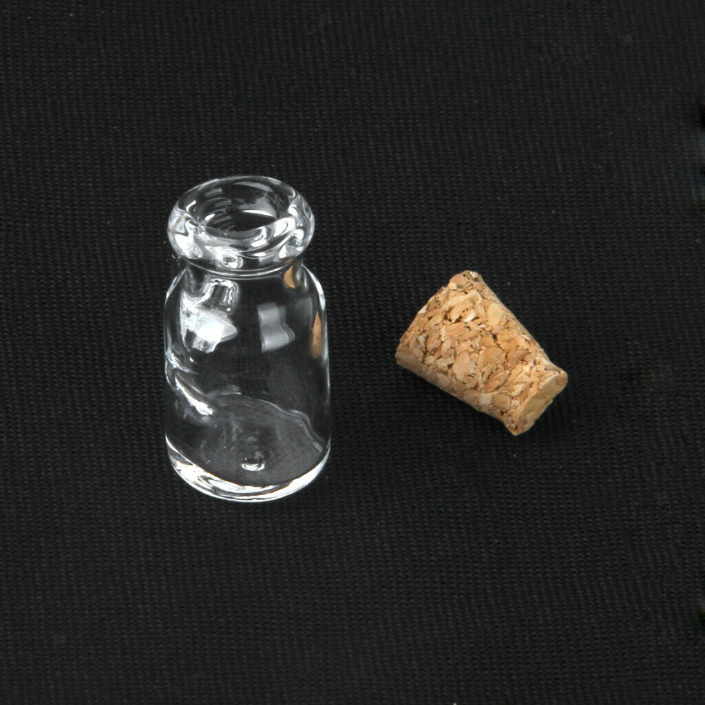 20pcs Mini Fancy Empty Clear Glass Bottle Wishing With Cork Necklace Pendant