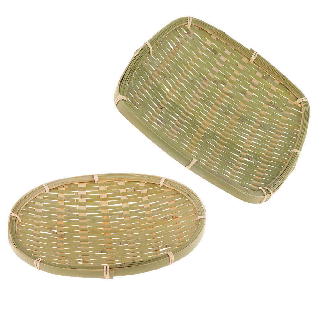 Set of 2 Pieces Bamboo Tray Chinese Traditional Bamboo Serving Plate Platter for