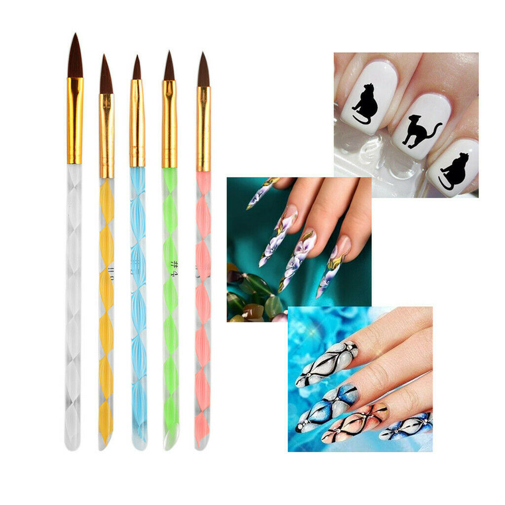5 lot Thread Acrylic Nail Art Brush Carving Drawing Painting Liner Pen Tool