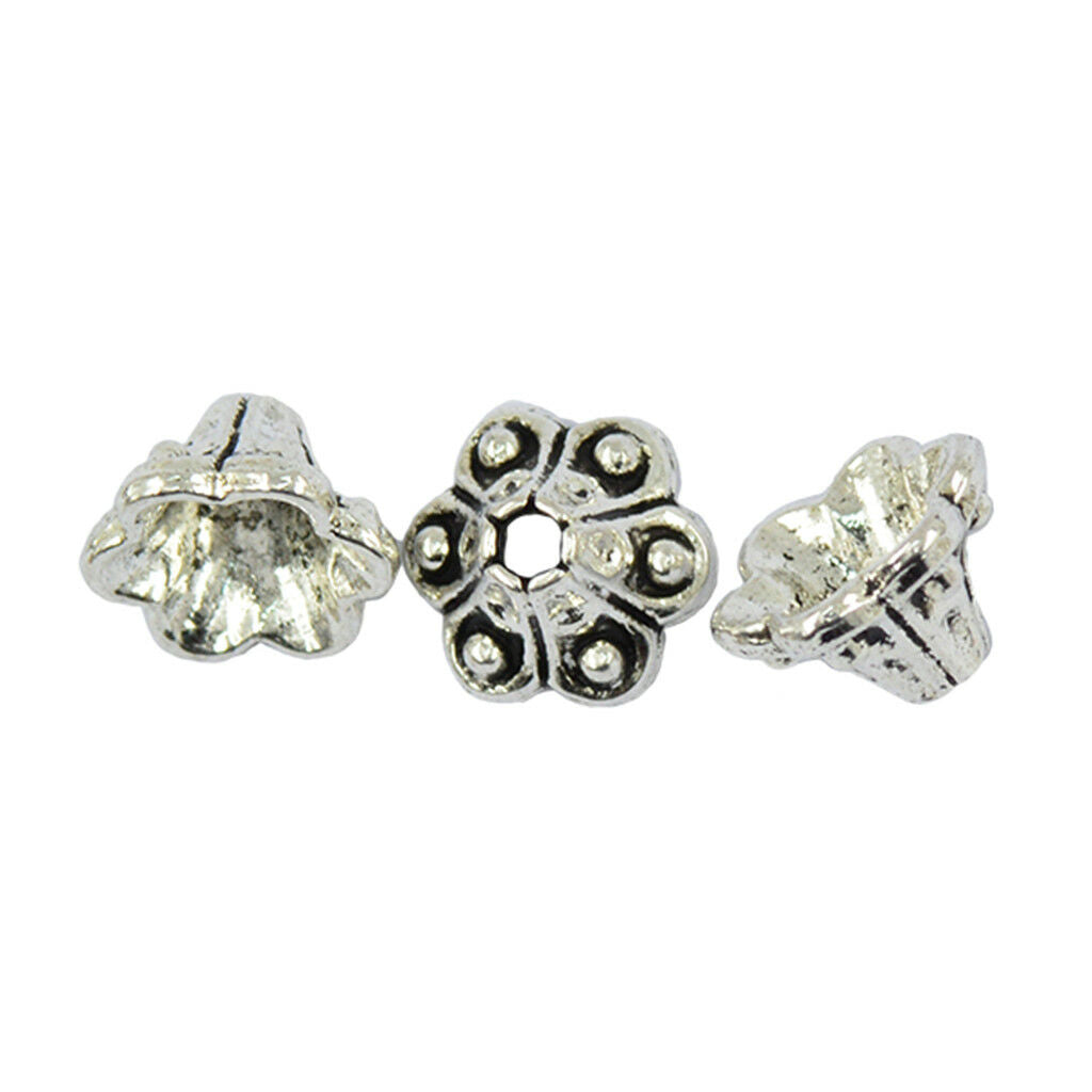 100pcs Alloy Flower Bead Caps Ends for Jewelry Making DIY Necklace Bracelet