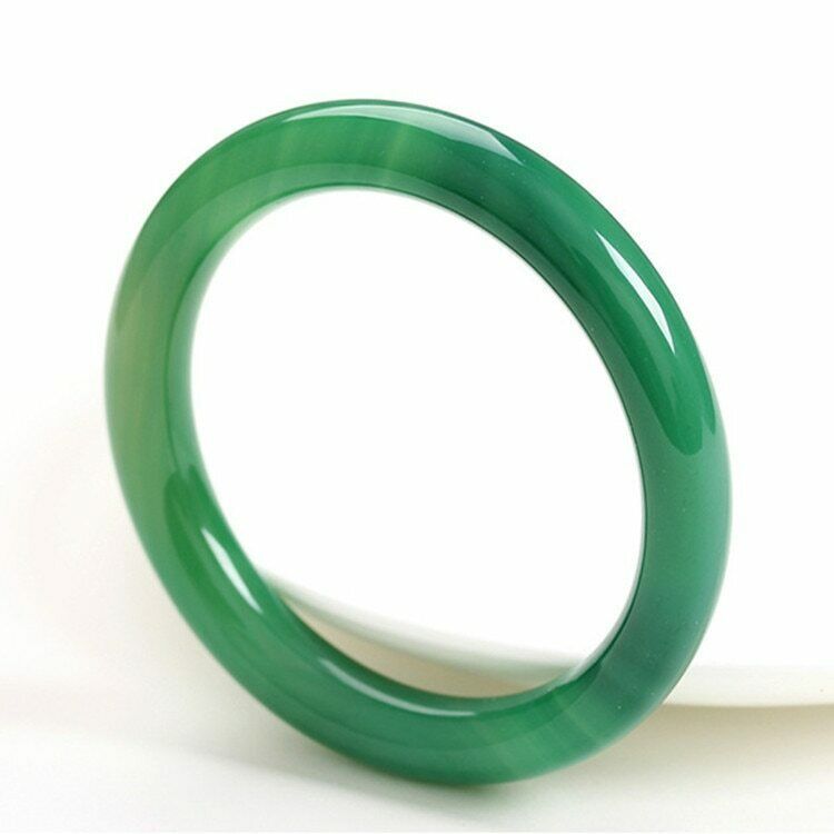 100% real green agate jade bracelet Hand-Carved Bangles Lady Party Gift 58-62mm
