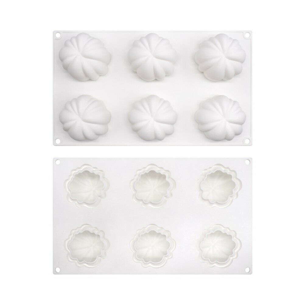 6 Cavity Silicone Pumpkin Cake Mold for Baking Mousse DIY Pastry Decorating Tool