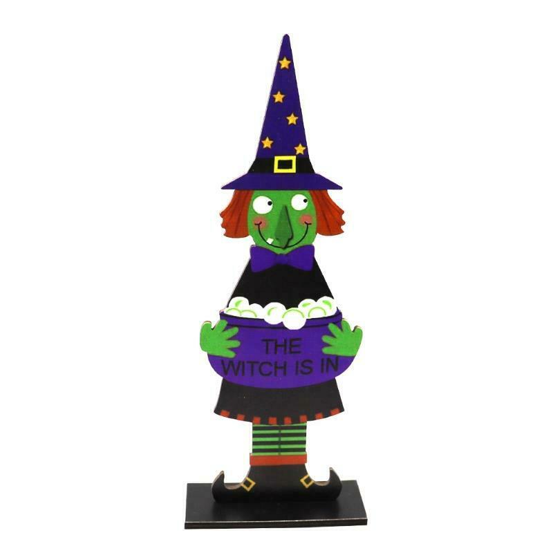 High-Hat Witch Halloween Wooden Desktop Ornaments Creative Decor for Home Indoor