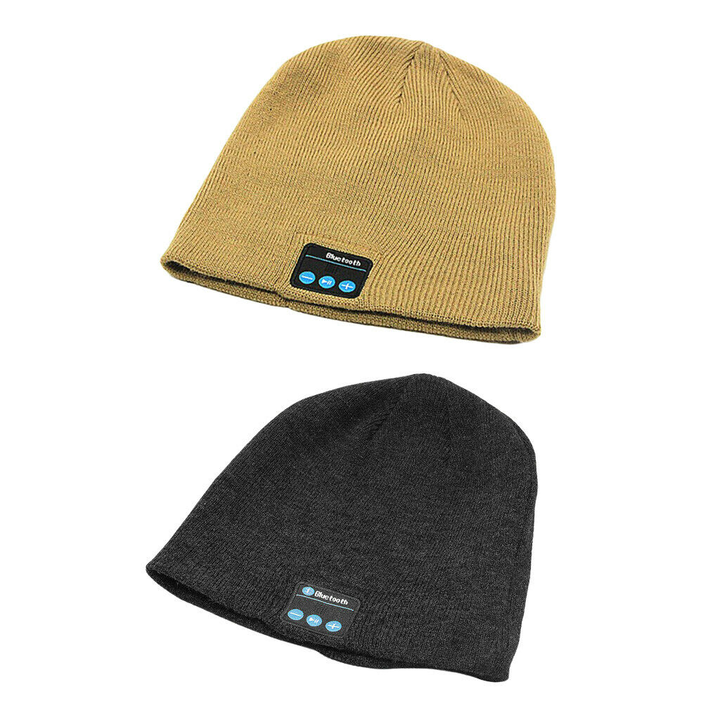 2x Headphones with Speaker, Knitted Music Beanie Hat, Stereo Headphones And