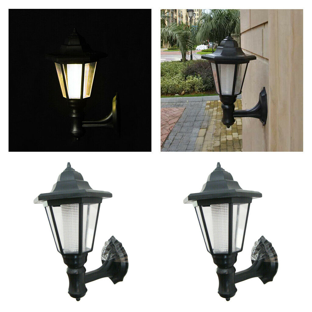 2 Pieces Power LED Light Retro Waterproof Automatic Patio Lamp Warm White