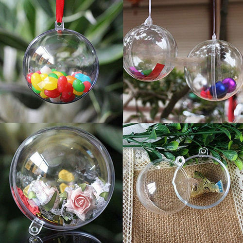 10pc Clear Fillable Candy Box Christmas Bauble Xmas Tree Ball Ornament Dec.l8