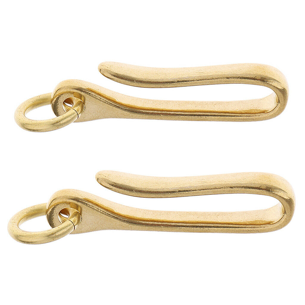 2 Pieces Solid Brass U Hook Loop Keychain Ring Belt Wallet Clip Holder