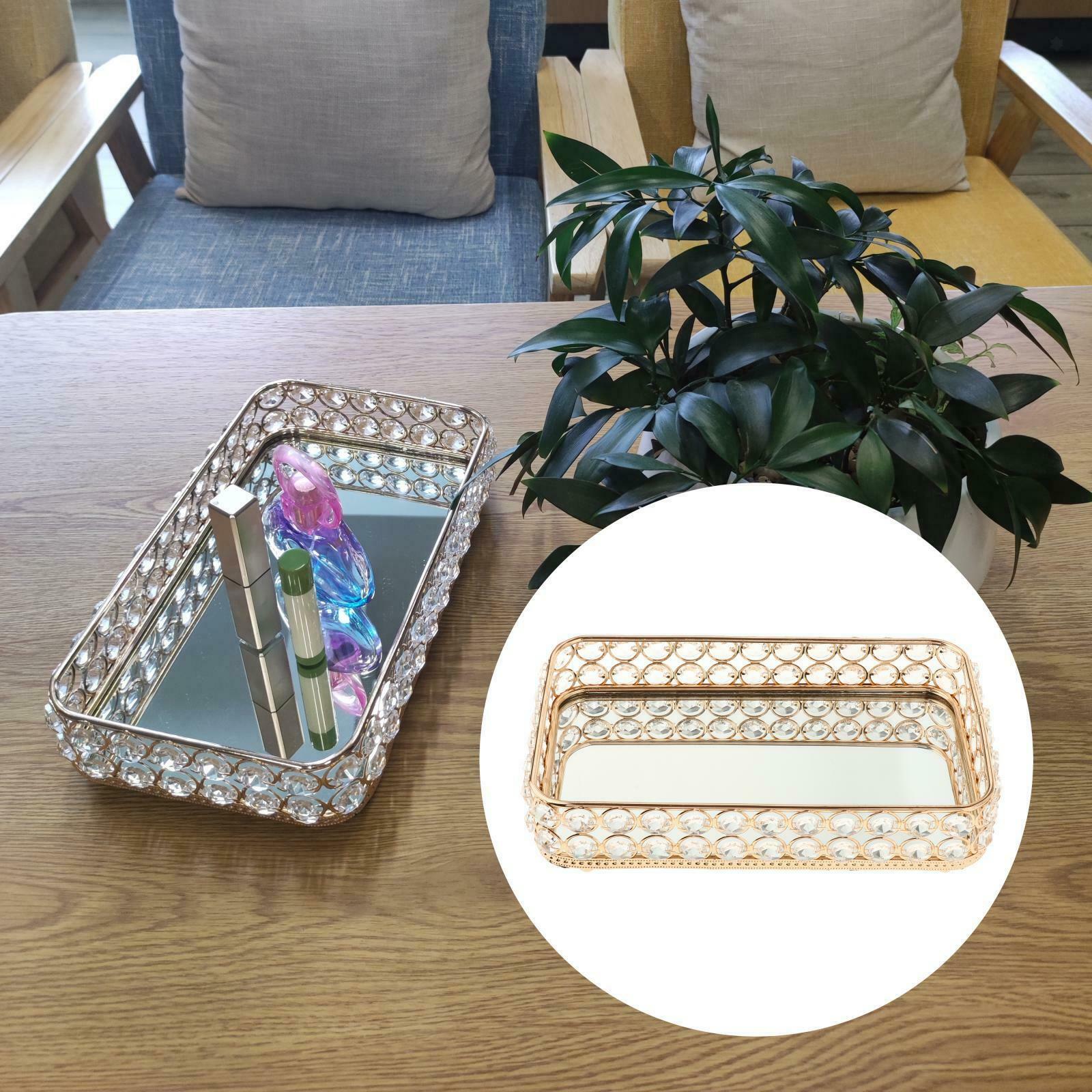 Exquisite Mirrored Crystal Cosmetic Tray Perfume Care Makeup Organizer