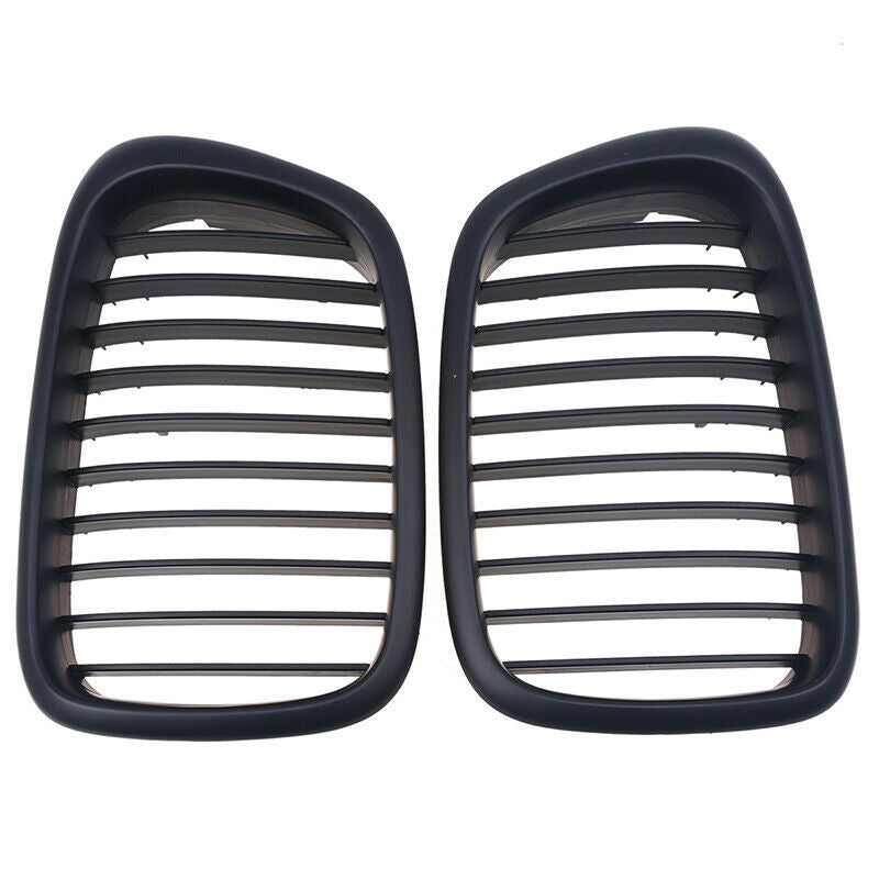 Pair Matt Black Front Kidney Radiator Grille Hood For BMW 5 Series E39 1999-2004