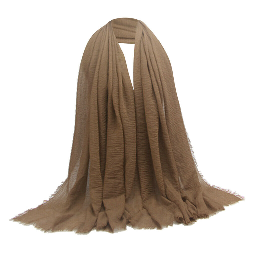 2pcs Womens Cotton Long Scarf Crinkle Hijab Hijab Head Scarf Neck Wrap