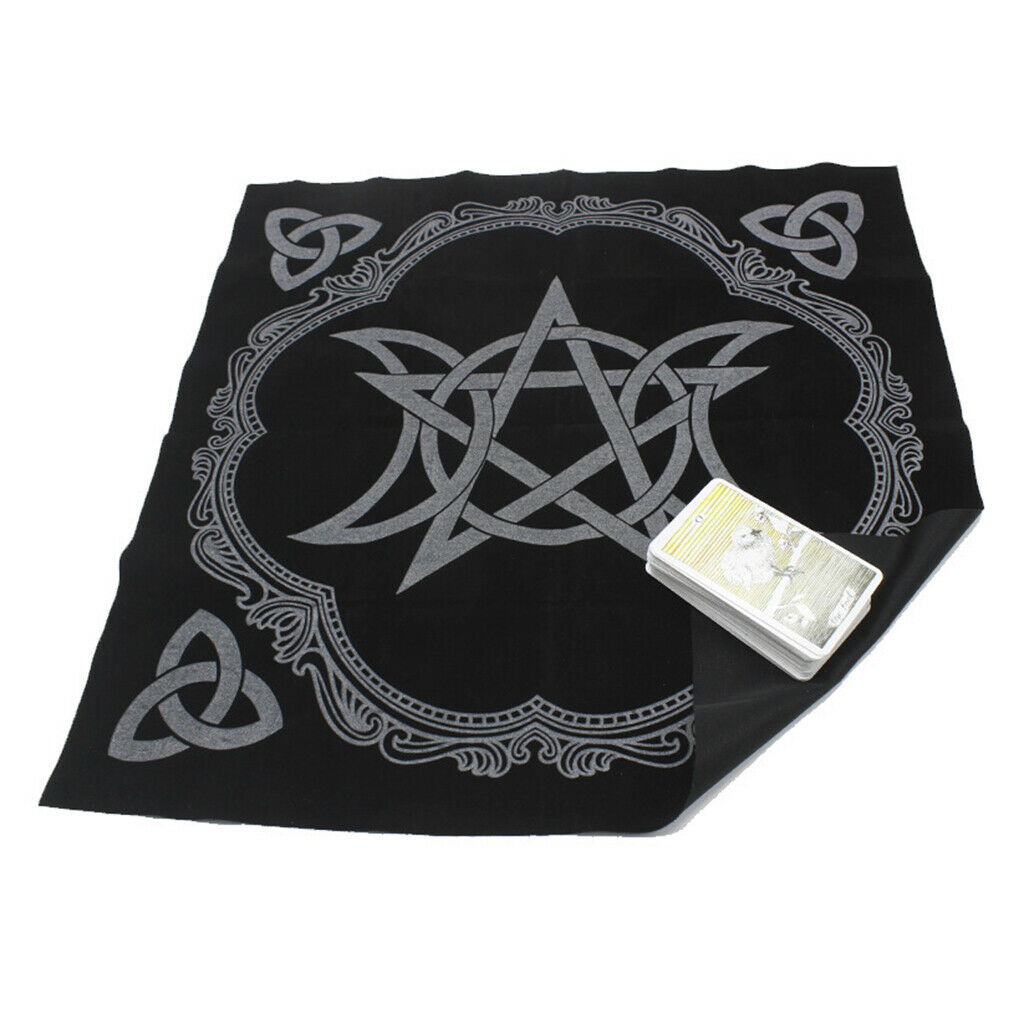 Altar Tarot Table Card Cloth Triple Moon Pentagram Velvet Tapestry 19.29in