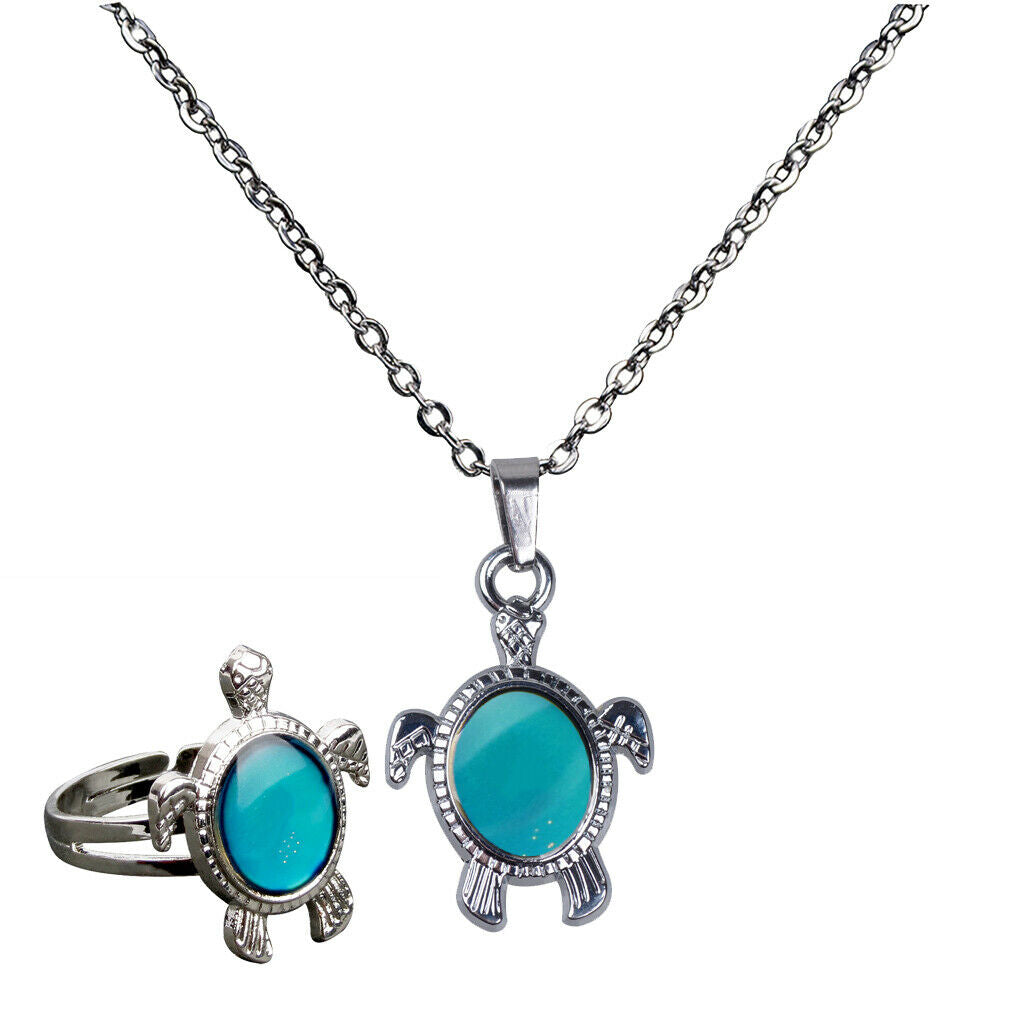 2 Sets Animal Color Change Mood Emotion Necklace Ring Jewelry Set Choker