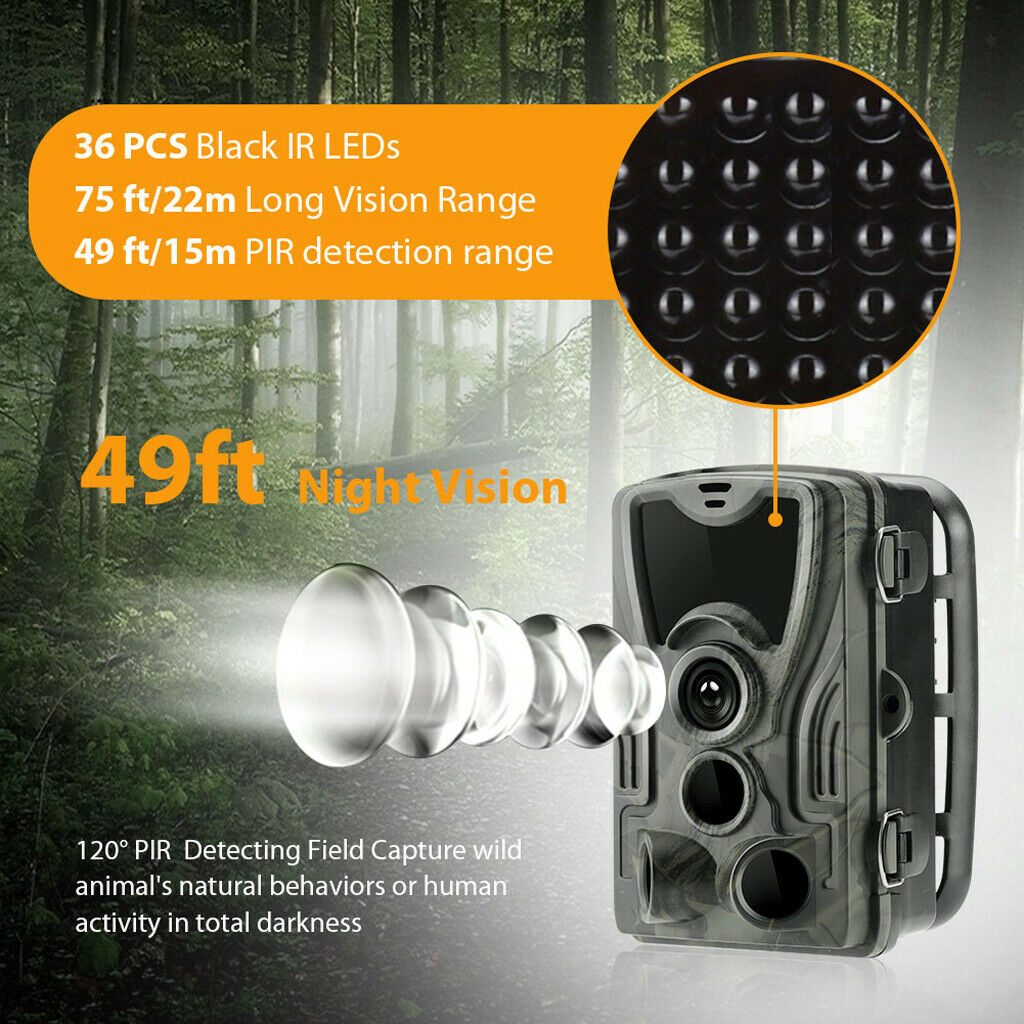 HC801-A 1080P HD 16MP Hunting Camera 36 LED IR Outdoor Wildlife Trail Cam