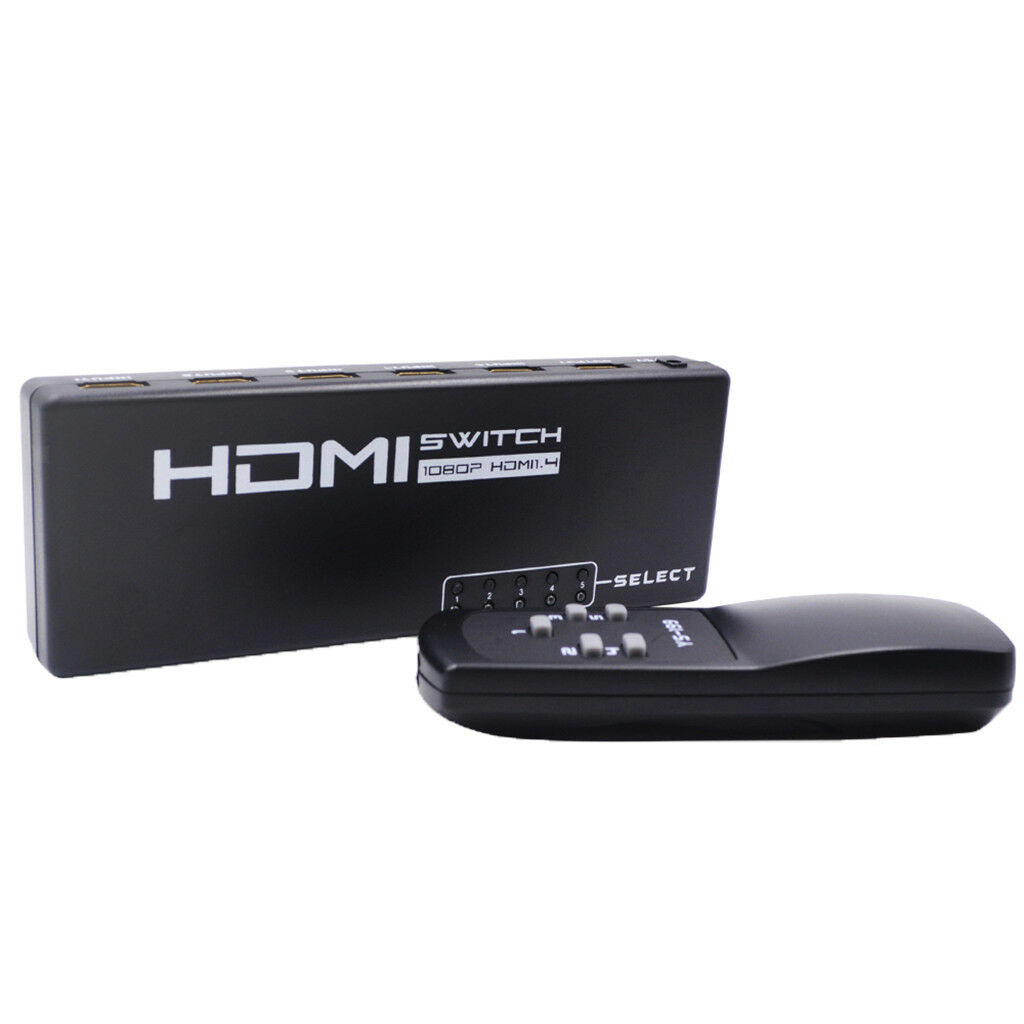 1080P   Switch 5Ports Switcher Selector Remote Splitter Box for HDTV DVD