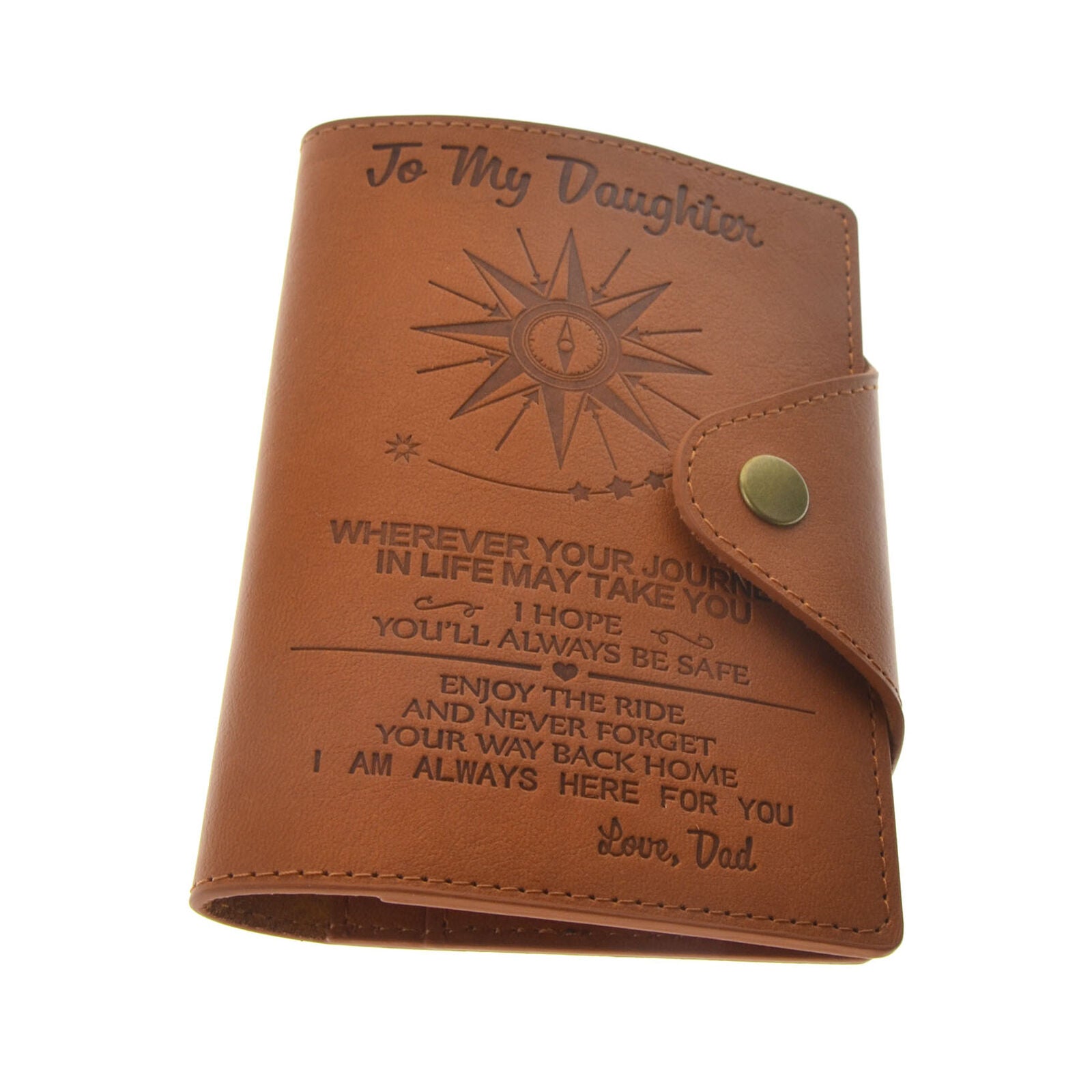 To My Daughter Where Ever Love Dad/Mom Engraved Leather Journal Notebook Diary