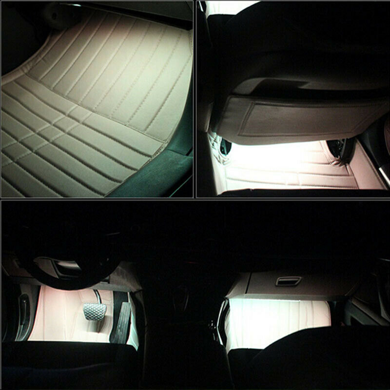 2PC 3-SMD White LED Strip Light For Cup Holder Gauge Cluster Glove Box Foot Area