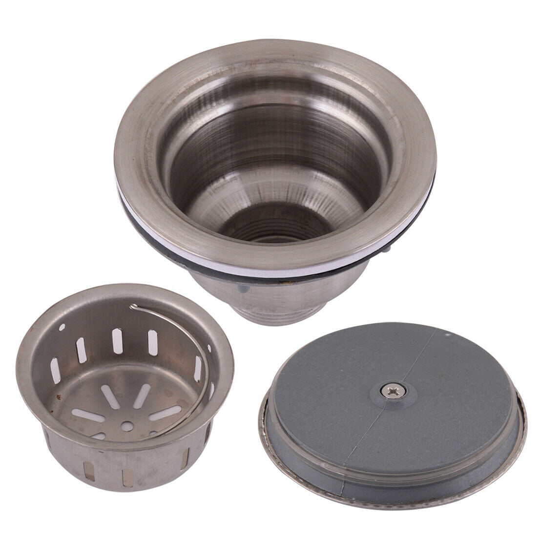 Stainless Steel Kitchen Sink Drain Strainer with Removable Waste Basket & Lid