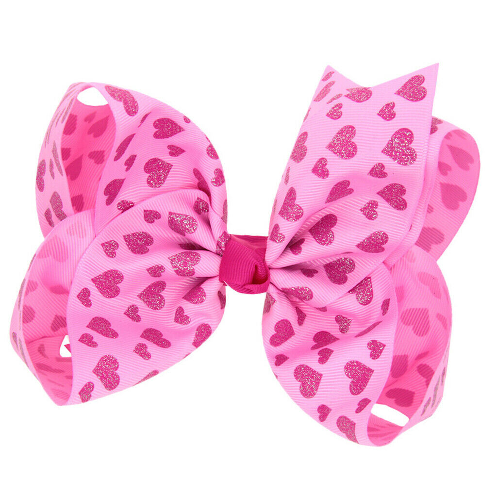 8 Inch Colorful Bow Hairpin Girls Bows with Clip Hair Bows Pink hearts