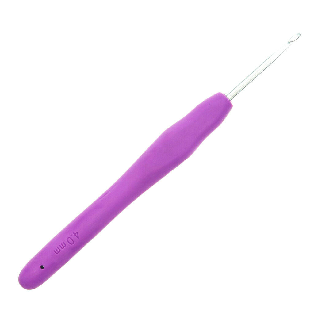 Aluminum Crochet Hook With Soft Grip Handles Knitting Weaving Needles  4.0mm