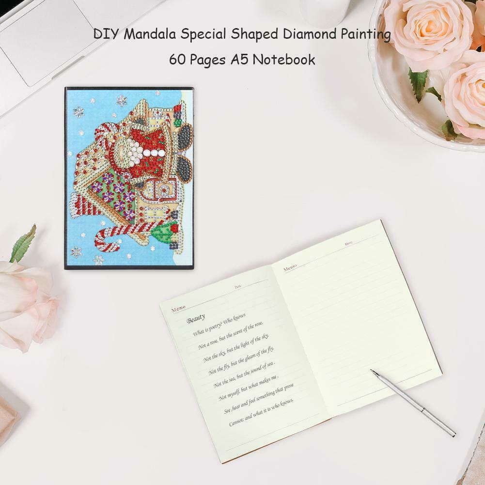 DIY Santa Claus Special Shaped Diamond Painting 60 Pages A5 School Notebook @
