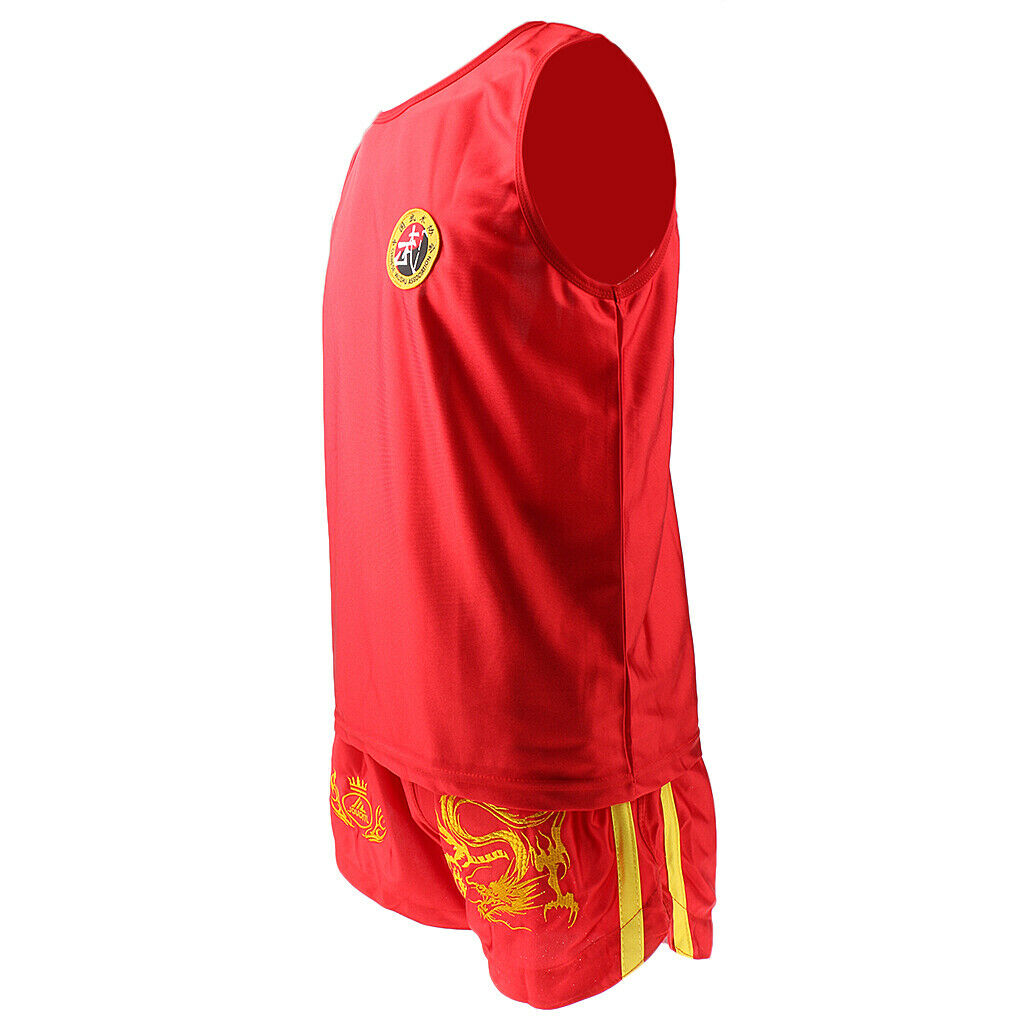 Boxing Martial Arts MMA Clothes Dragon Embroidered Uniform Shorts Red XL