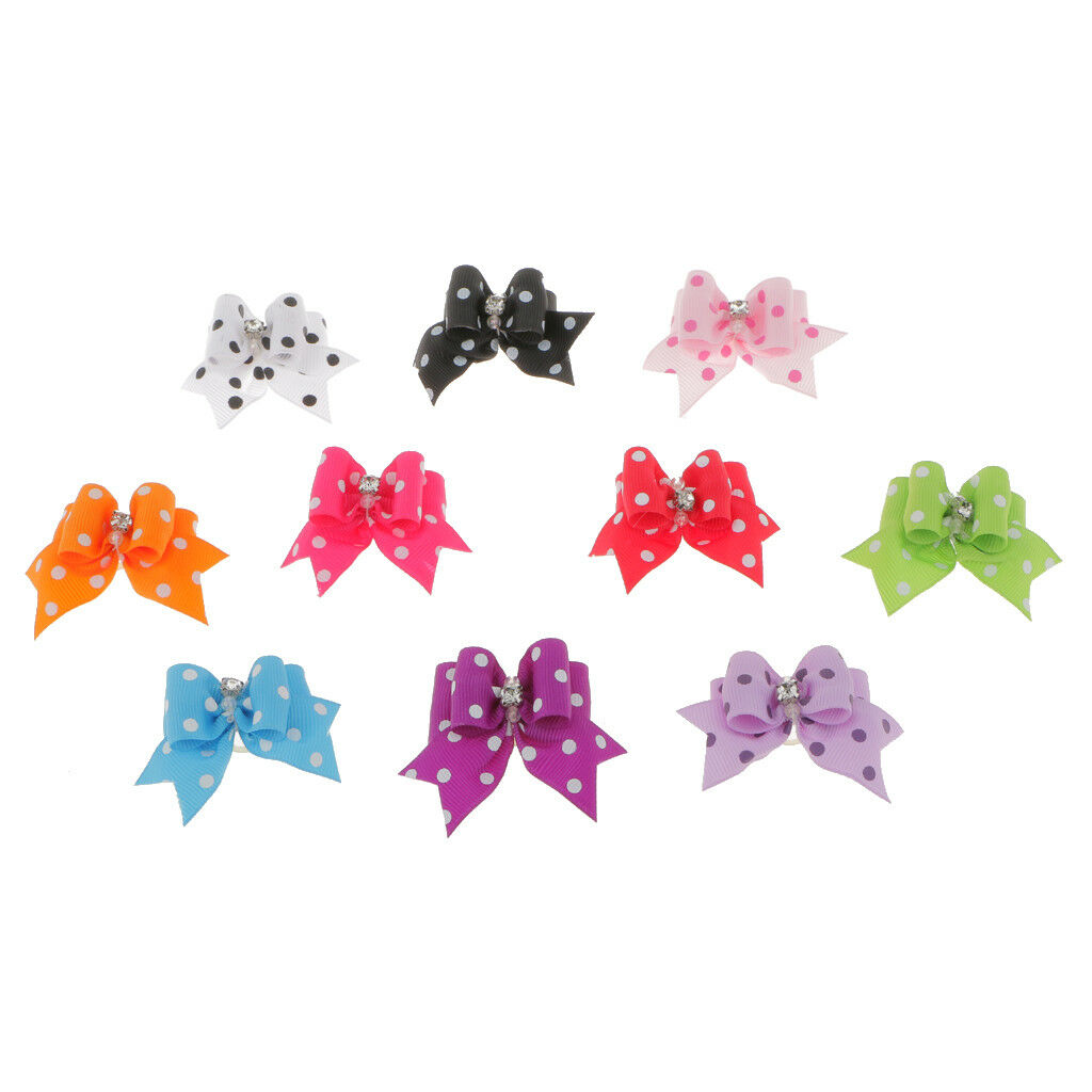 10pcs Pet Dog Puppy Cat Flower Headdress Hair Ribbon Bows with Rubber Band