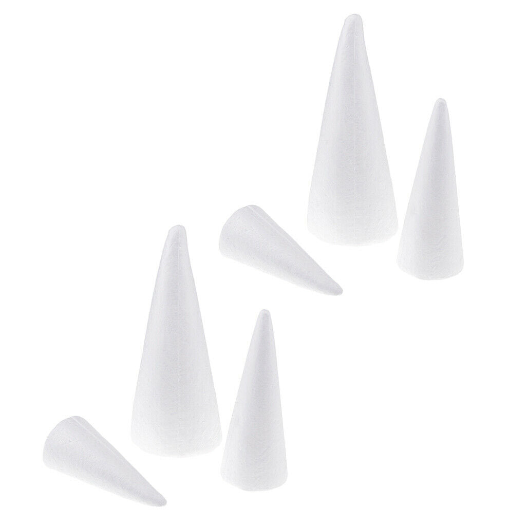 6Pcs 15/20/25cm Cone Christmas Tree Styrofoam Foam for Kids Craft   Decor