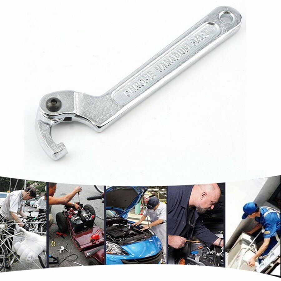 Adjustable Hook Wrench Chrome C Spanner Tool Square Head 7Inch 3/4"-2" 19-51MM
