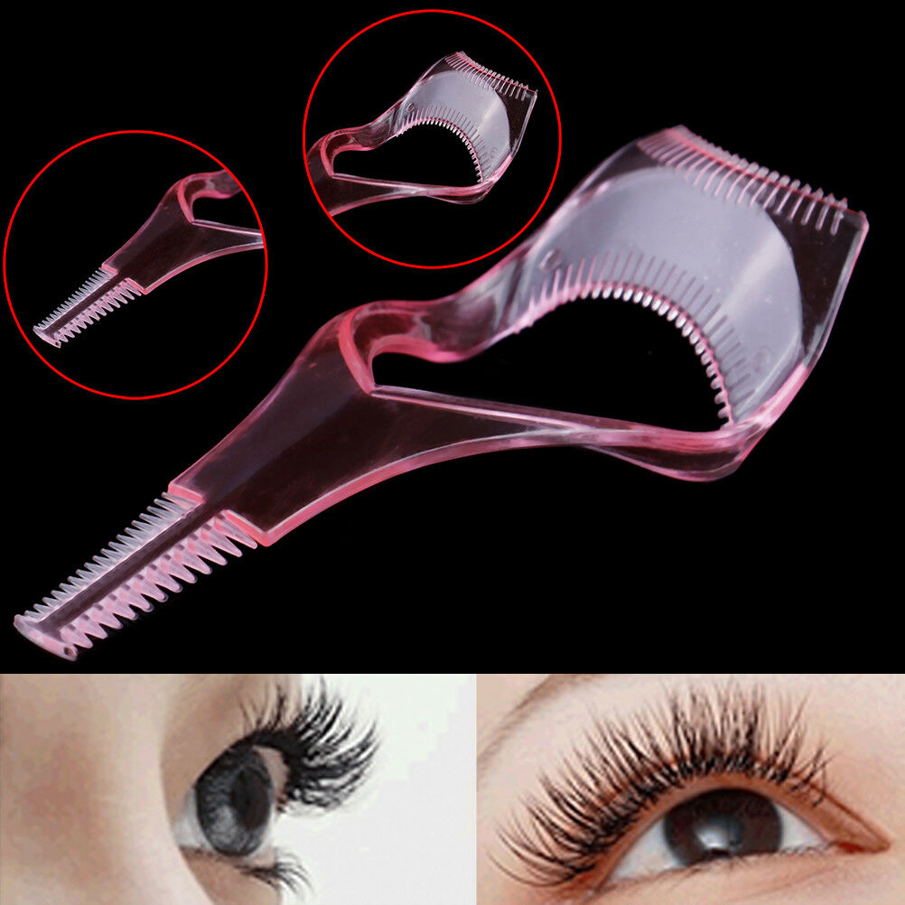 3in 1 Eye lash mascara shield guard eyelash curler applicator tool comb guide XC