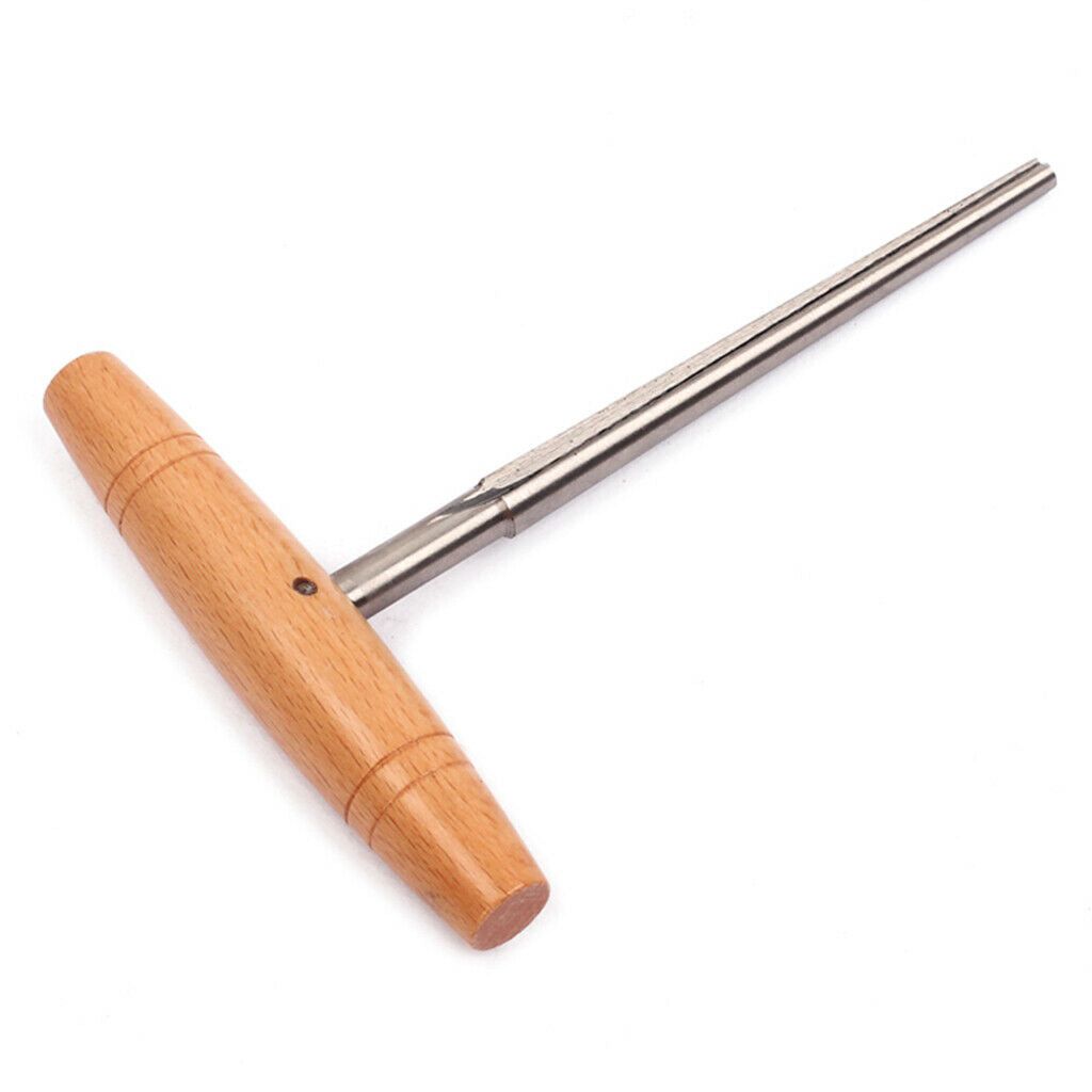 130x105x8mm Stainless Steel Guitar Bridge Pinhole Repair Reamer Wooden Handle