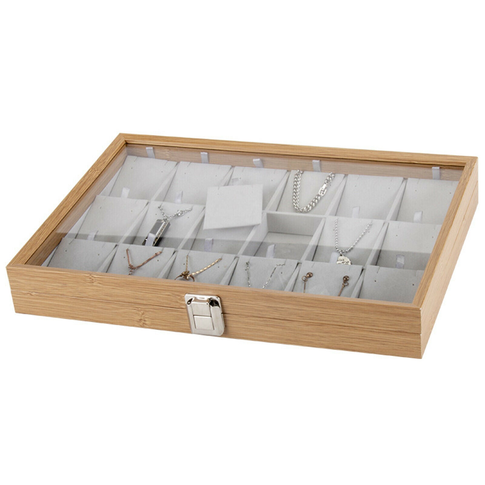 Rings Earrings Necklace Pendant Jewelry Organizer Box Plate Showcase Holder