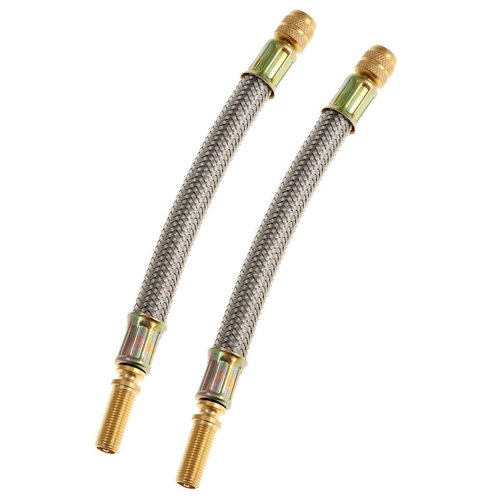 2X 150mm 304 Stainless Steel Braided Wheel Tire Tyre Valve Extension Adaptor