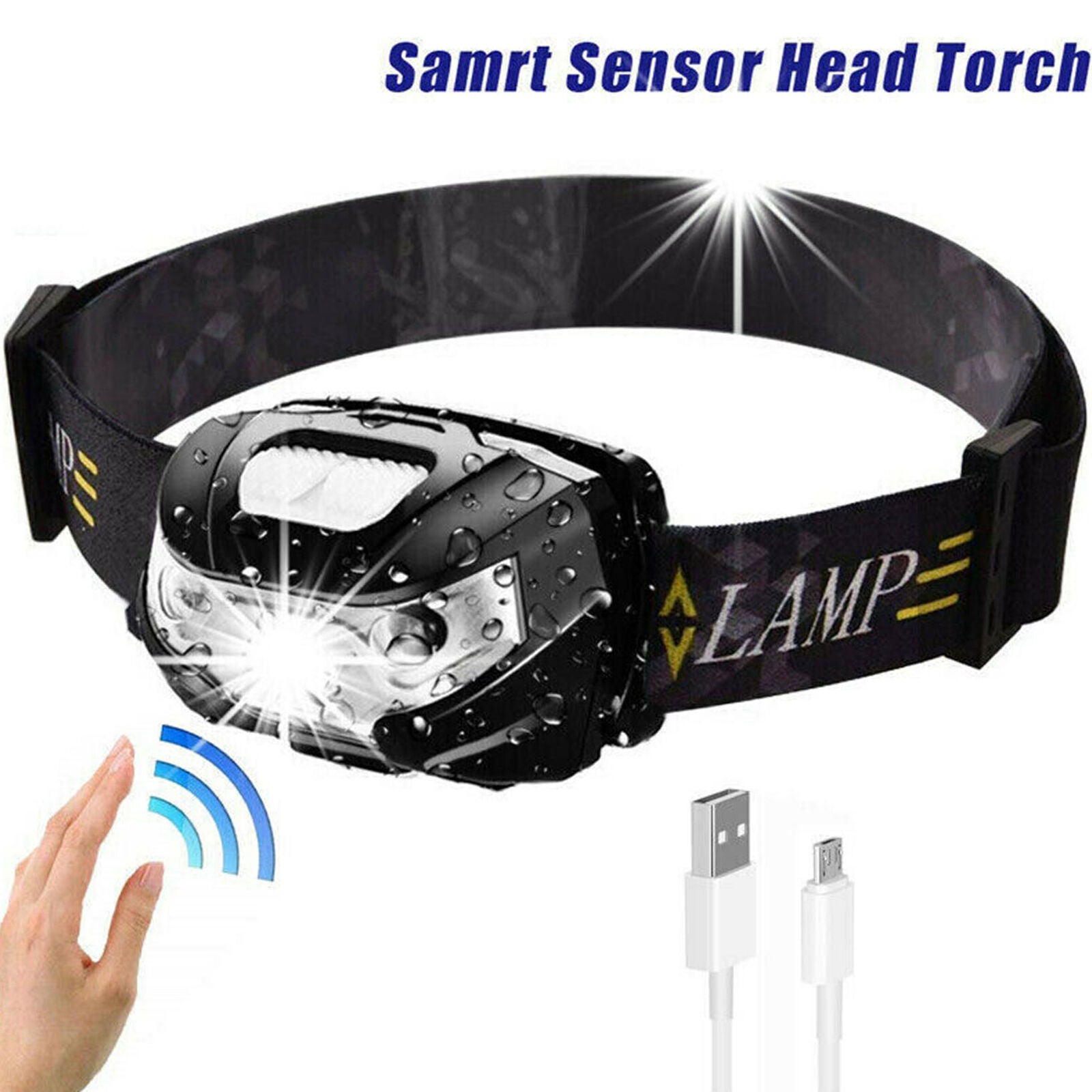 60000lm LED HeadLamp Motion Sensor USB Rechargeable head lamp headlight 5 Modes