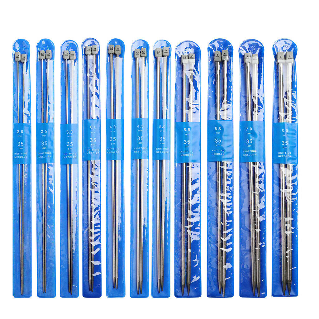 22Pcs 11Sizes 25cm Knitting Needles Straight Single Pointed Knitting Needles
