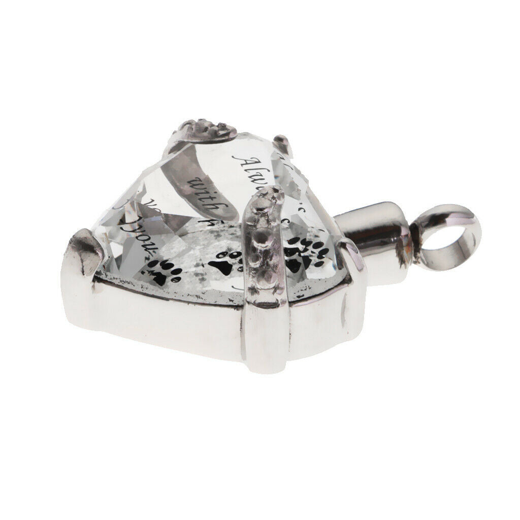 Crystal Stainless Steel Heart Pet Cremation Pendant Always With You Clear