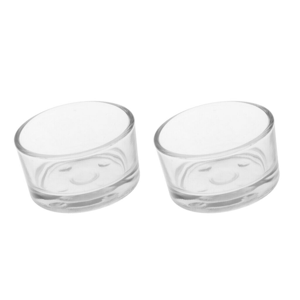 2 Count Transparent Glass Reptile  Water Food Bowl Feeder Bowl Basin