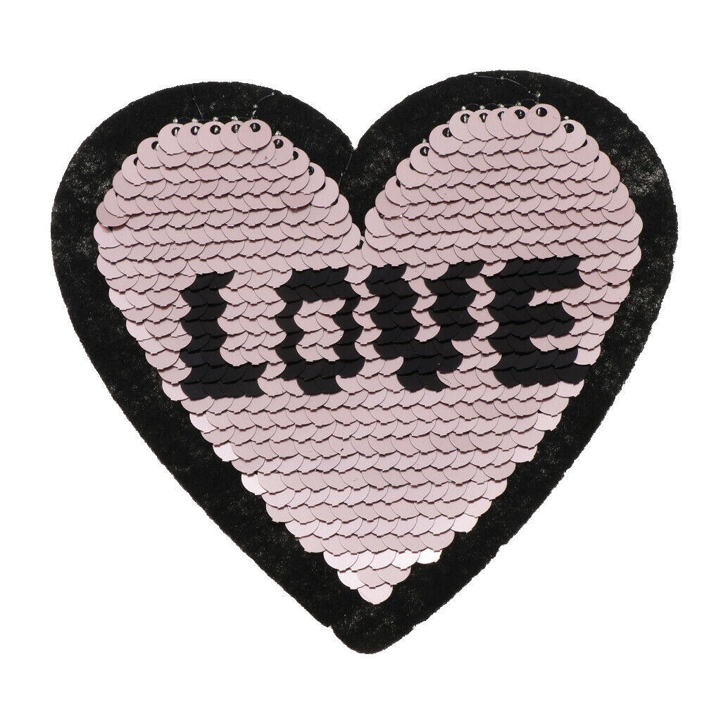 6x Sequin Heart Patches Applique Patches For Sewing And Iron On DIY Craft And