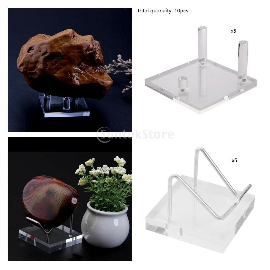 10pc Clear Acrylic Display Stand Crystal Cluster Mineral Specimens Rocks Holder