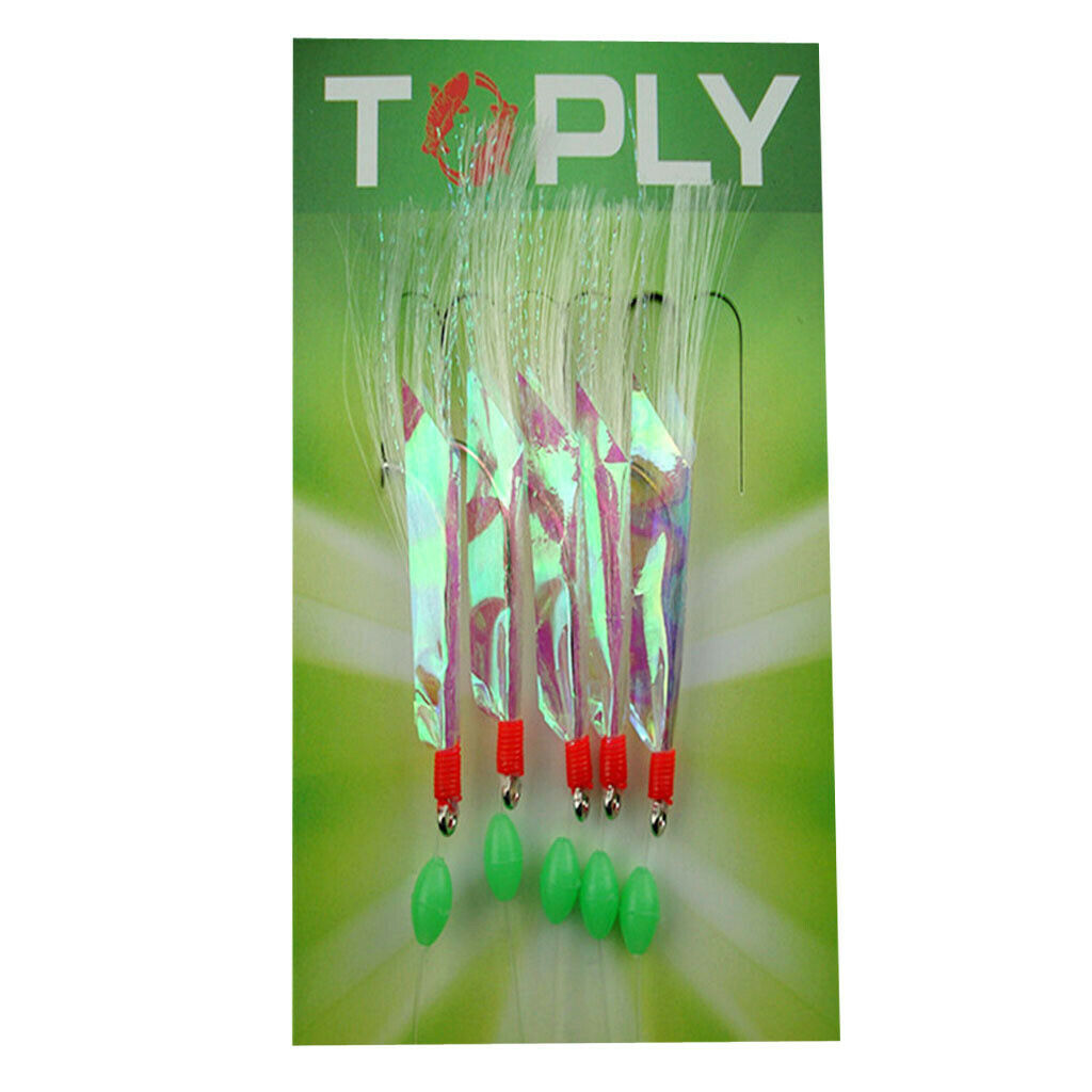 2X 5 Hooks Sea Fishing Rigs Fishing Lure Rig Mackerel/Bass/Pollock/boat fishing