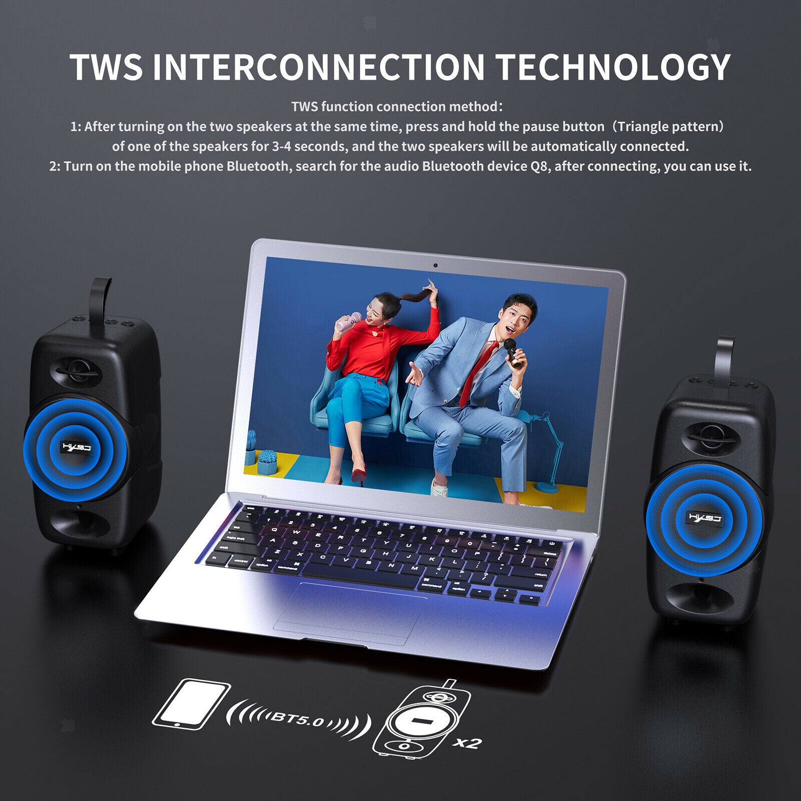 Amplifier Driver Support TF Card with Micophone Handsfree USB Subwoofer