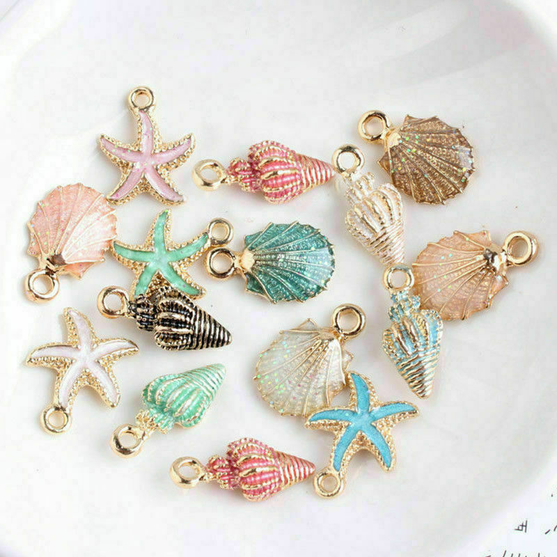 13X Ornaments Charms Metal Conch Sea Shell Pendants for DIY Jewelry Making
