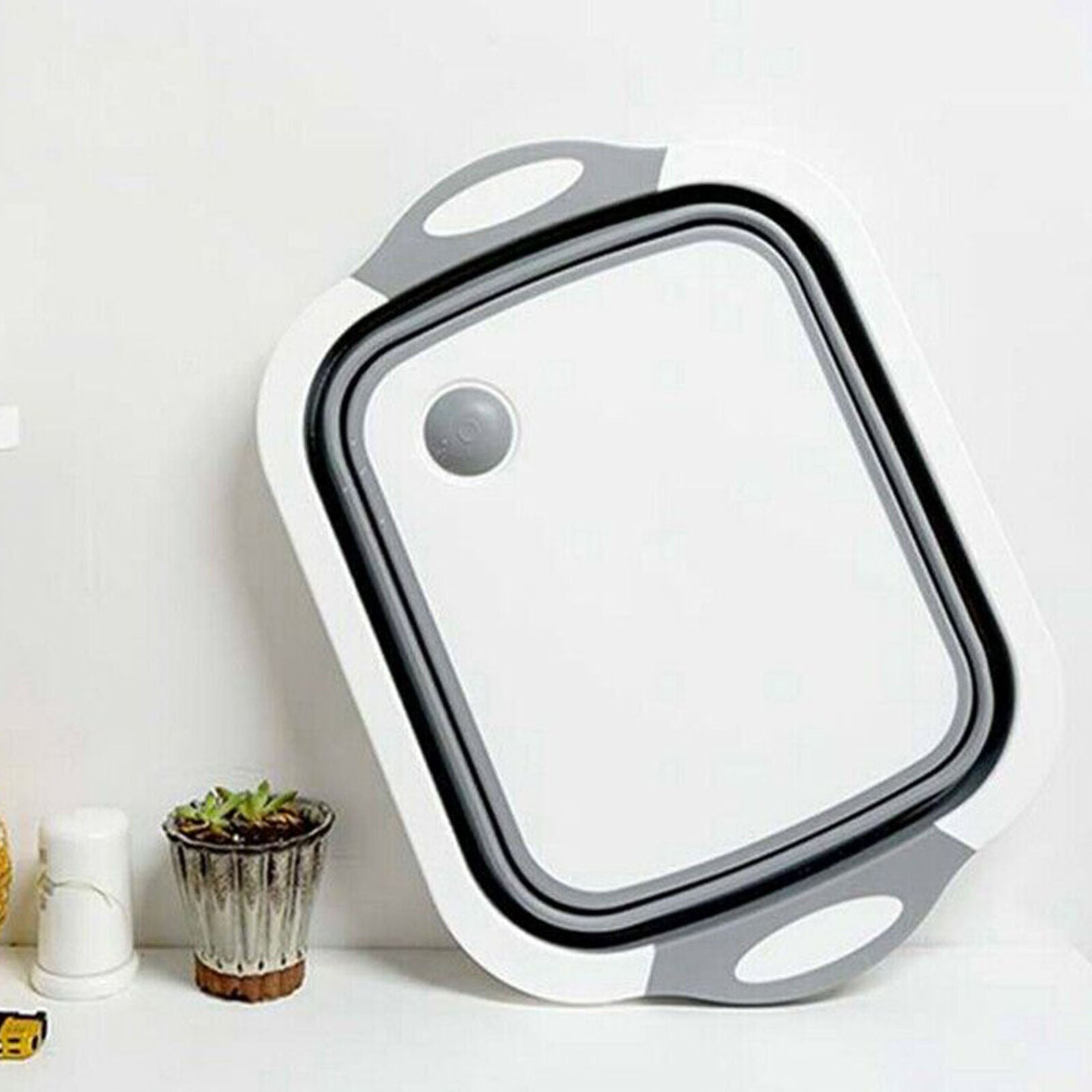 4 IN 1 Multi Folding Cutting Board Basket Collapsible Dish Tub Draining Plug