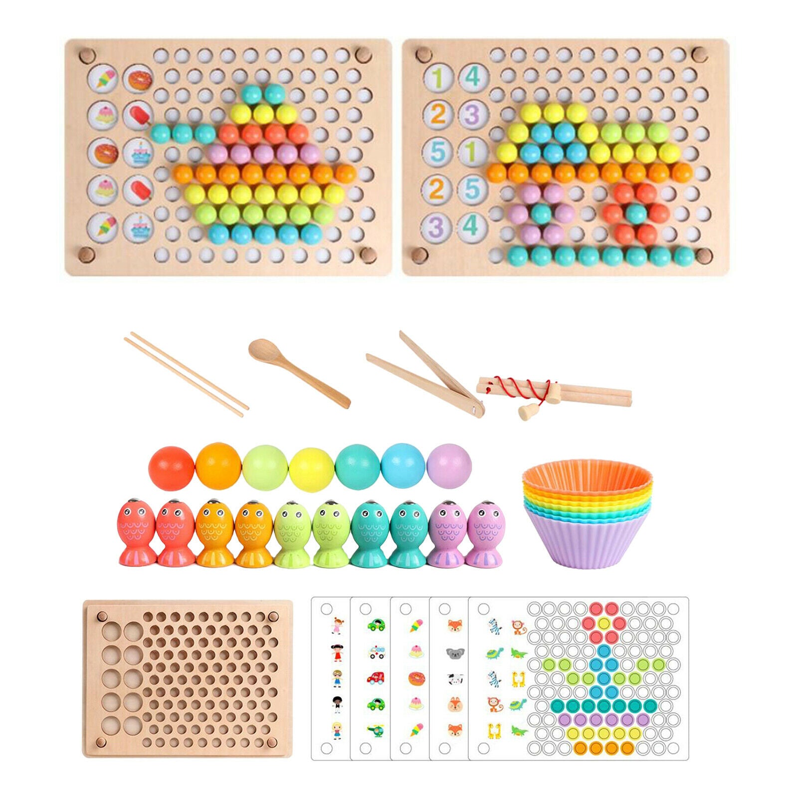 Montessori Toys Board Fishing Game Play Set Learning Toys Math Toys Gifts
