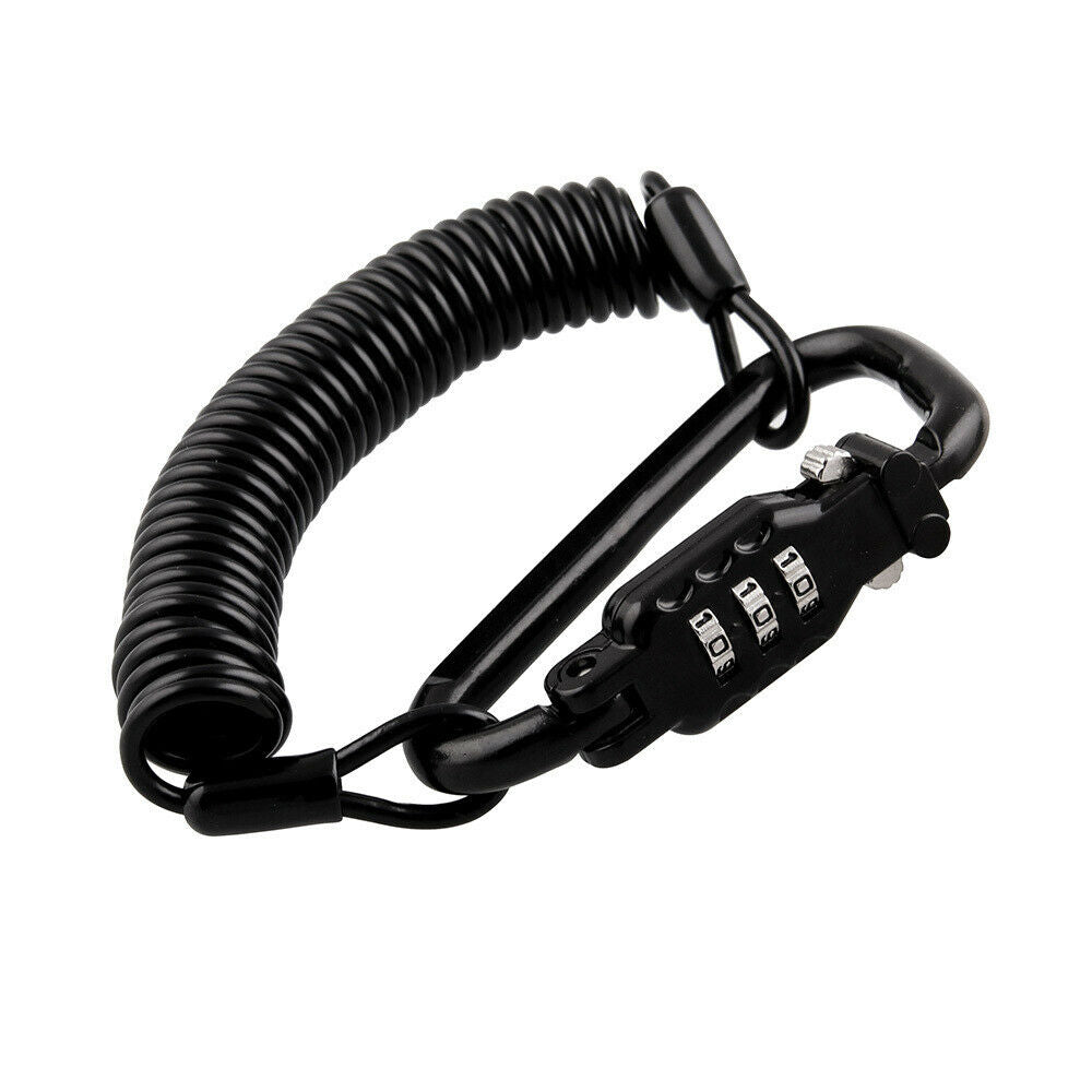 Motorcycle Helmet Lock and Cable Sleek Black Tough PIN Locking Carabiner Device