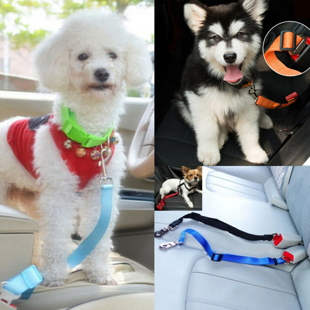 Dog Pet Car Seat Belt Safety Restraint Harness Lead Safe Buckle Clip Pink