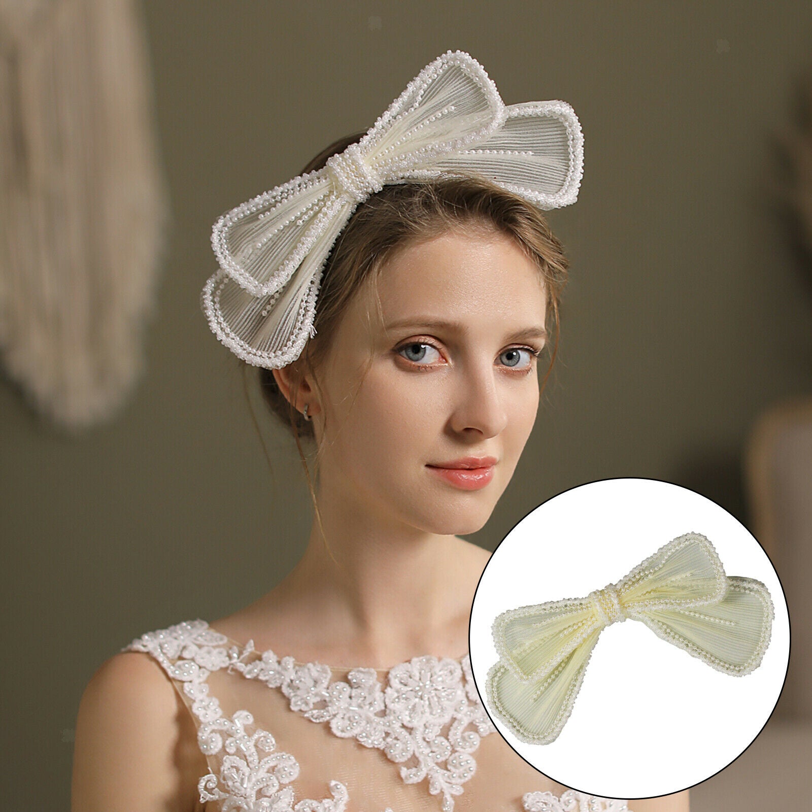 Pearls Beads Bows Hair Clip Handmade Large Hairpin Hairgrip Wedding Headwear