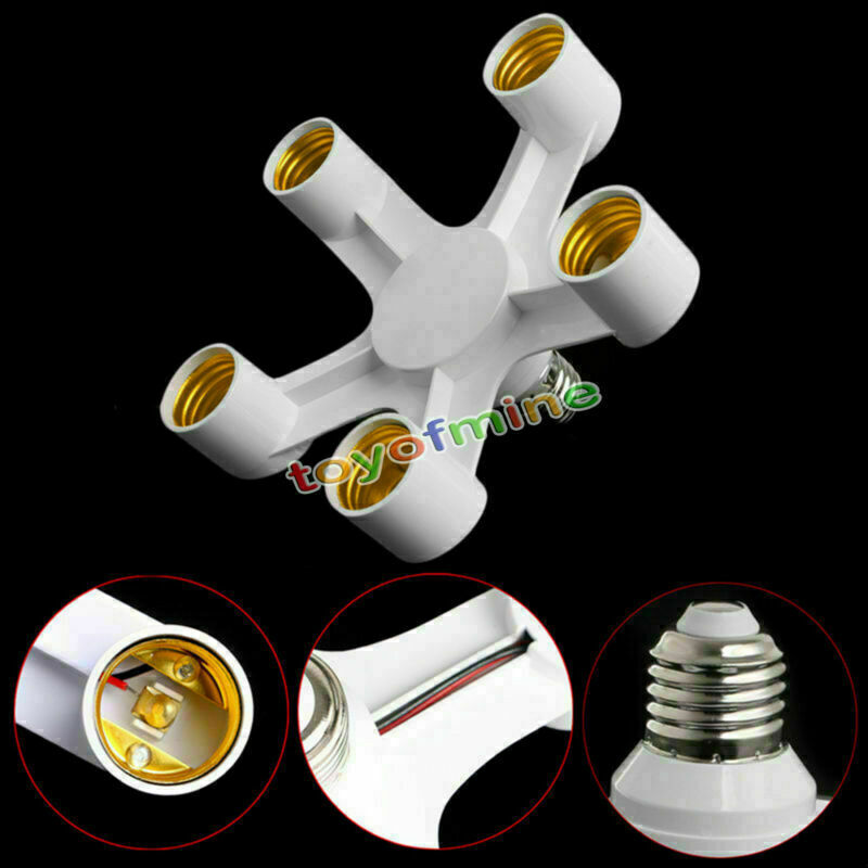 5 In 1 E27 To 5 E27 Base Socket Splitter LED Light Lamp Bulb Adapter Holder Home