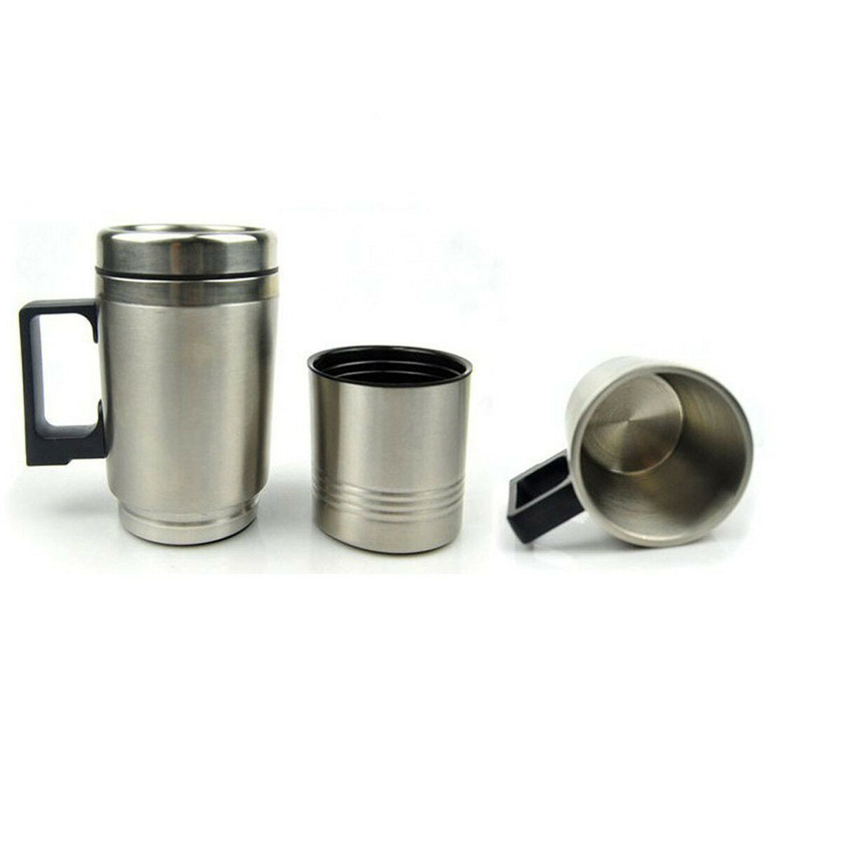 DC 12V Stainless Steel Travel Heated Thermos Coffee Tea Pot Mug Cup 300ml In-Car
