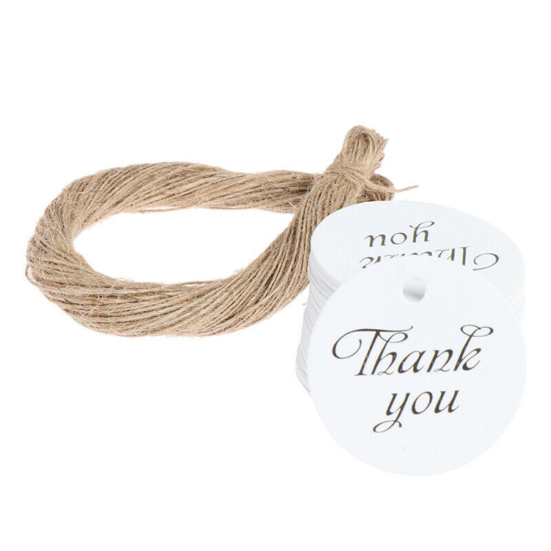 100Pcs White Gift Tags Thank You paper tags for Label Party Decor with TwiDD